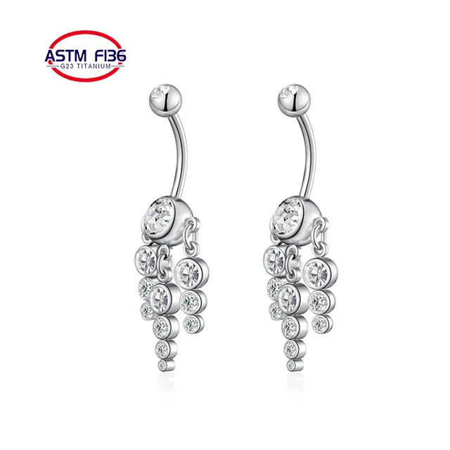 Anello di pancia di lusso G23 Set di piercing in titanio pietre di zircone Piercing all'ombelico gioielli di moda