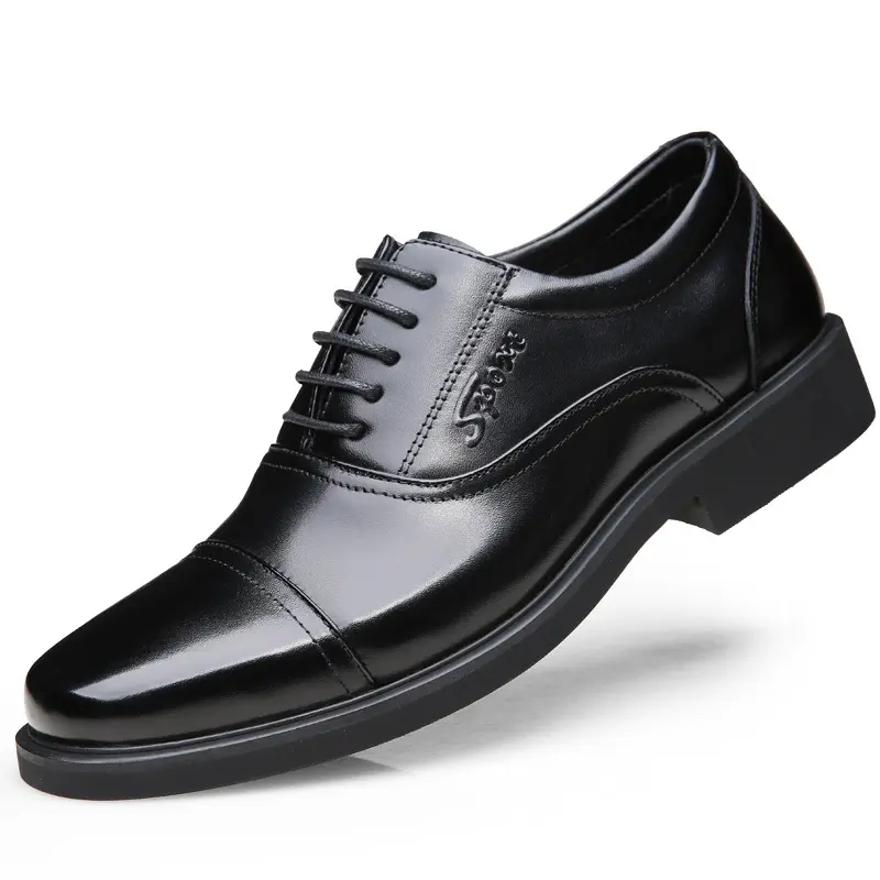 Chaussures de sécurité de bureau en cuir véritable lisse noir imperméable pour les occasions formelles be a gentleman