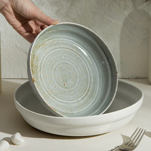 Di alta qualità Eco Friendly forma irregolare blu porcellana bianca profonda zuppa piatti ceramica Pasta piatto cena per ristoranti - Product Image 2