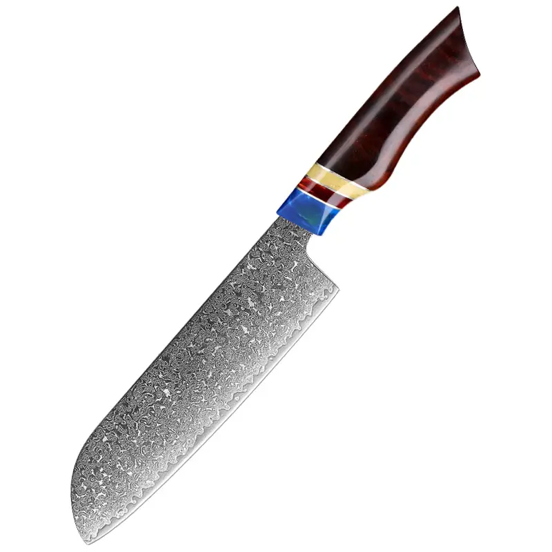 XITUO-Cuchillo Santoku de acero de Damasco de 7 pulgadas, cuchillo de cocina japonés, cuchillo de chef afilado, rebanador profesional de carne y verduras