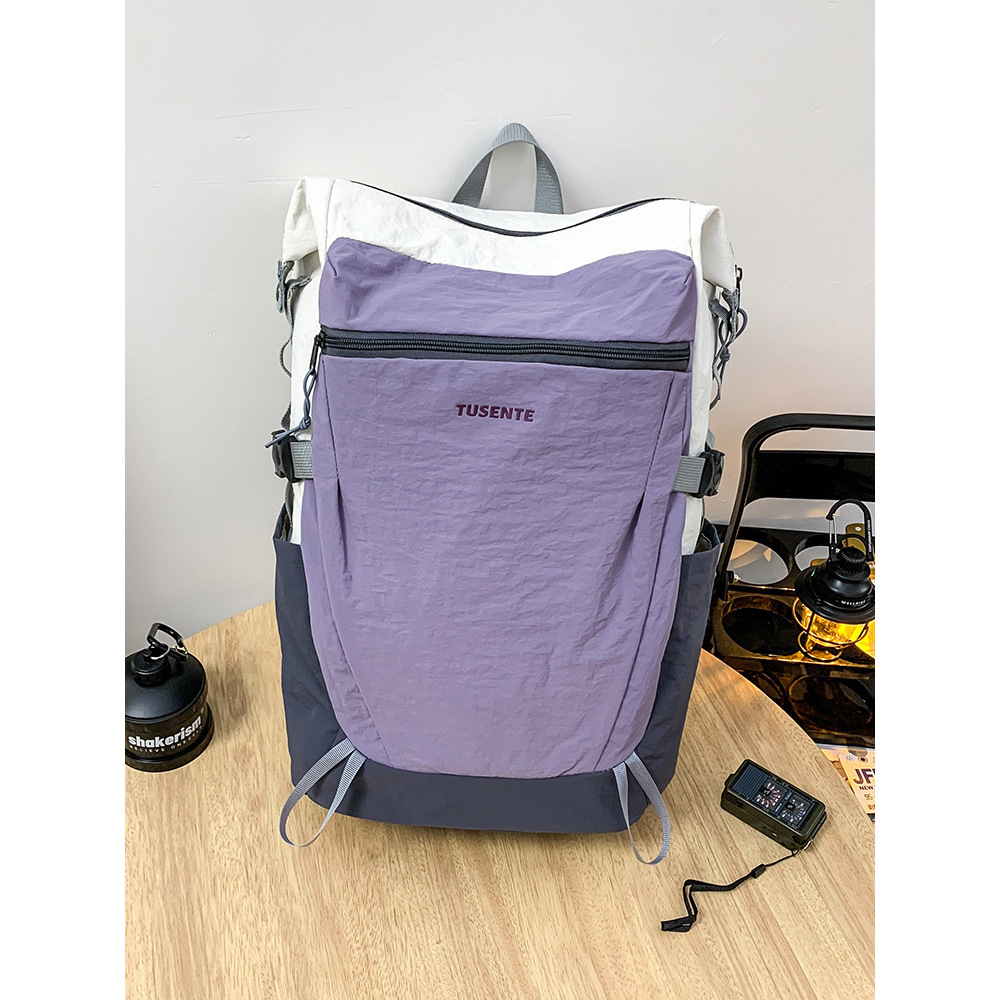 Purple color-blocked single bag