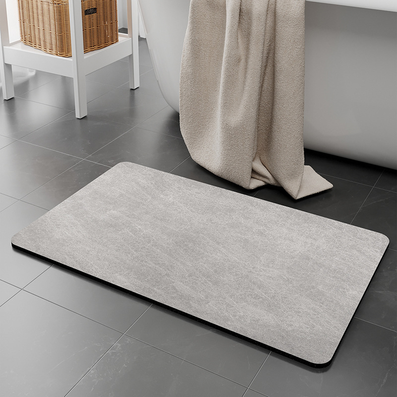 Tapis de salle de bain en polaire arc-en-ciel - Gris minimaliste