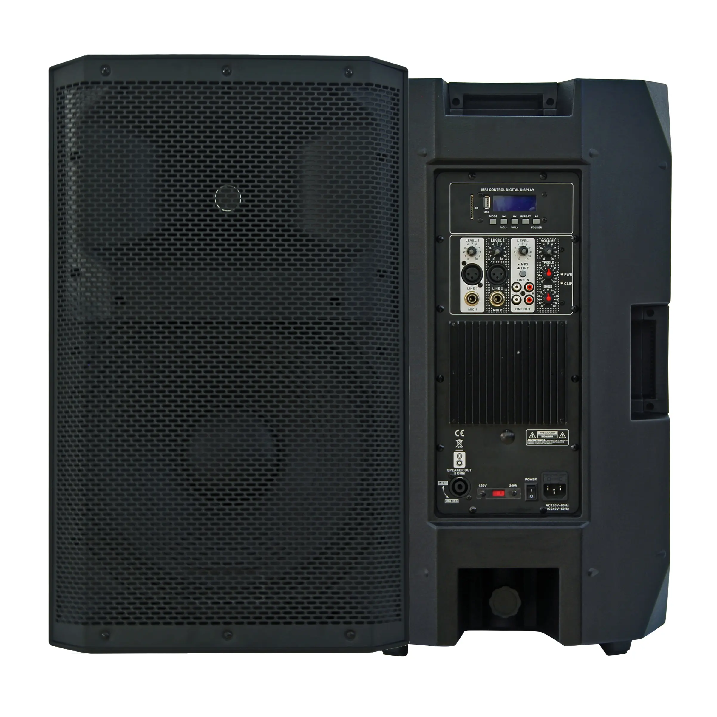 Altavoz portátil profesional de 3000W con alimentación de 15 pulgadas, sistema de sonido de DJ con micrófono FM