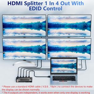 SY 48Gbps para HDMI 2,1 HDCP 2,3 Auto EDID Conmutador de video múltiple de 4 puertos 1 en 4 salidas 4K Video Audio Splitter 1x4 para HDMI Splitter A - Product Image 2