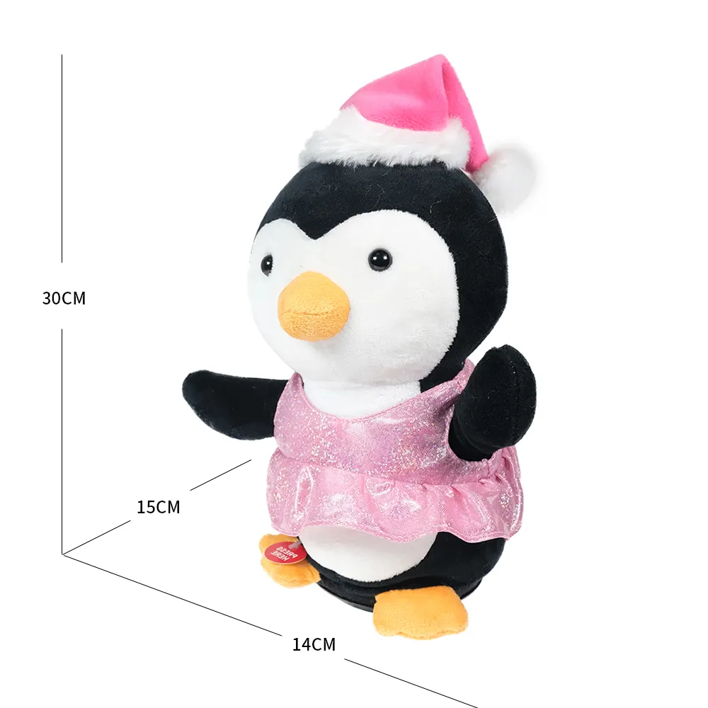 Bambino di piccole dimensioni che balla e canta morbido colorato musicale farcito peluche animali pinguino giocattoli