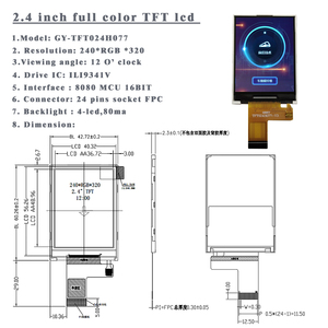 2.4 inch <strong>TFT</strong> 24 pin <strong>LCD</strong> Screen <strong>MCU</strong>/SPI ILI9341 240*320 RGB <strong>TFT</strong> <strong>LCD</strong> display module 2.4 <strong>TFT</strong> Display - Product Image 3