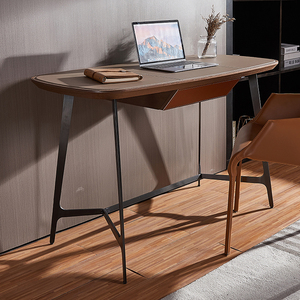 Saddle Leather Stone Top Modern Home Office Furniture Solid Wood <strong>Computer</strong> <strong>Desk</strong> <strong>Simple</strong> Design Home Table Kids Study <strong>Desk</strong> - Product Image 2