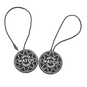 Etiquetas colgantes de plástico con logotipo en relieve para reloj, marca propia personalizada de alta calidad, sello de reloj, etiqueta de zapatilla con cadena de nailon - Product Image 1