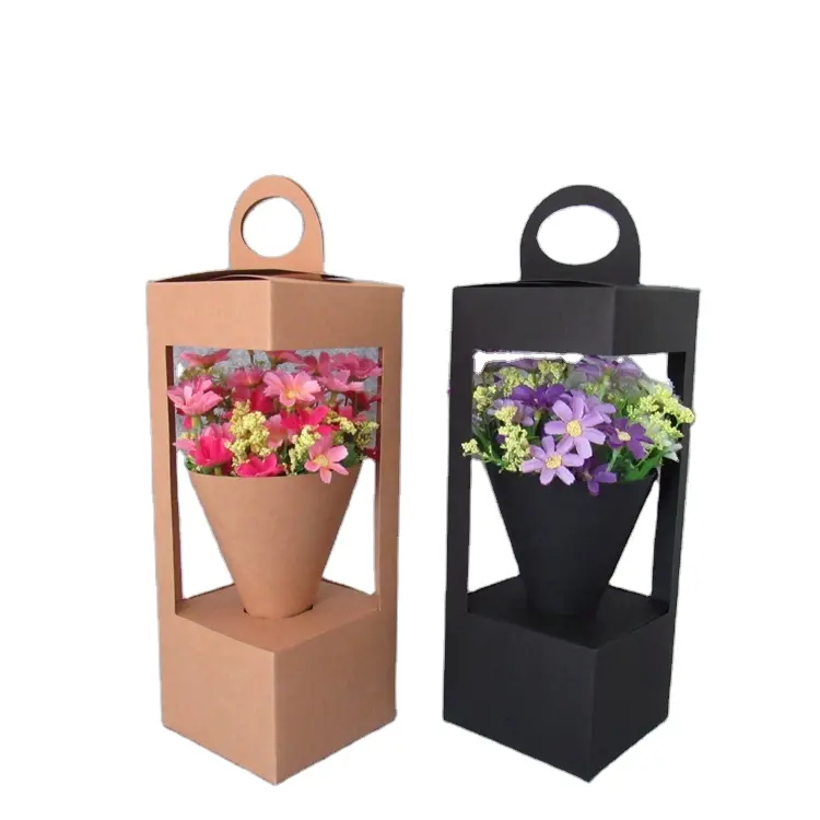 Nova chegada tiktok moda reciclado atacado bonito fantasia lanterna pequeno presente decorativo fresco rosa flor caixa com janelas