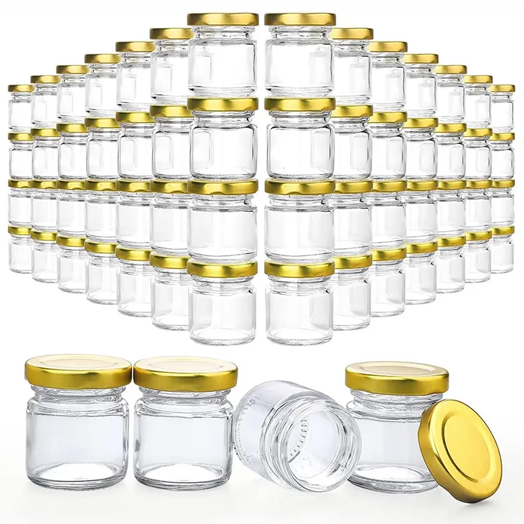 Offre Spéciale 1.5oz 50ml Mini bouteille ronde de gelée de cornichons d'épices, récipient de stockage des aliments, pot en verre de miel