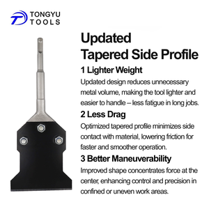 Sds Plus 4 "X 10" Taps Toelopende Zijvloer Schraper Beitel <span class=keywords><strong>Bit</strong></span>-Brede Bladtegel, Thinset, Mortellijm En Lijmverwijderingsgereedschap - Product Image 5