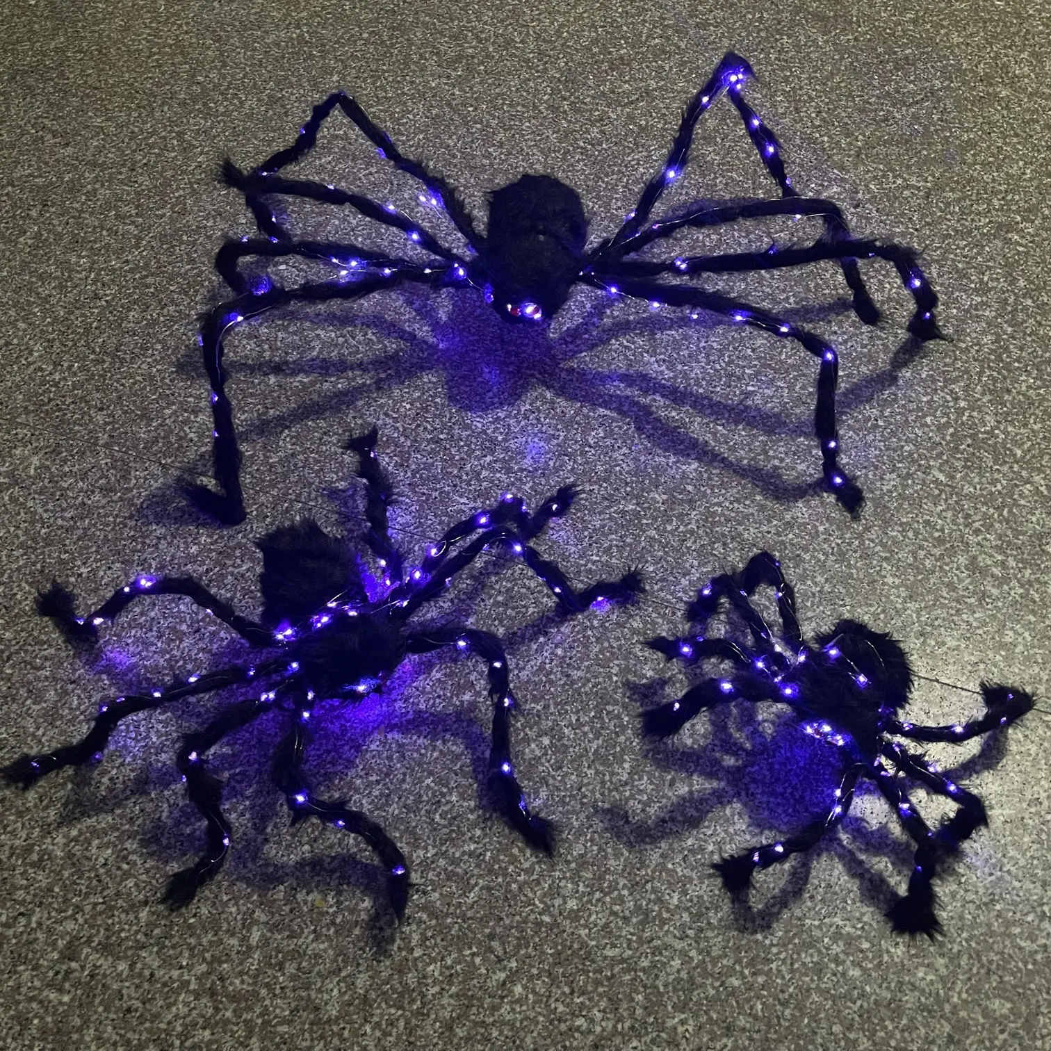 XR Halloween ragno luminoso elettrico gigante Led ragno peloso spaventoso luminoso per la decorazione del prato del cortile della festa in casa