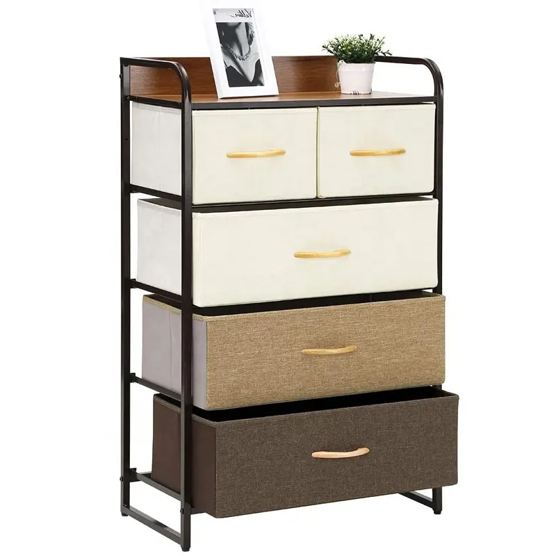 New fashion chest of drawer with 5 drawers and 1 hanging side laminated wood chest 5 drawers chest bedroom furniture metal frame