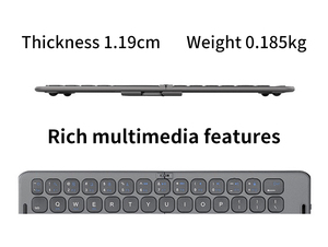Soporte de conexión de diferentes dispositivos gris Mini doble plegable Bluetooth recargable teclado inalámbrico para teléfono tableta portátil - Product Image 6