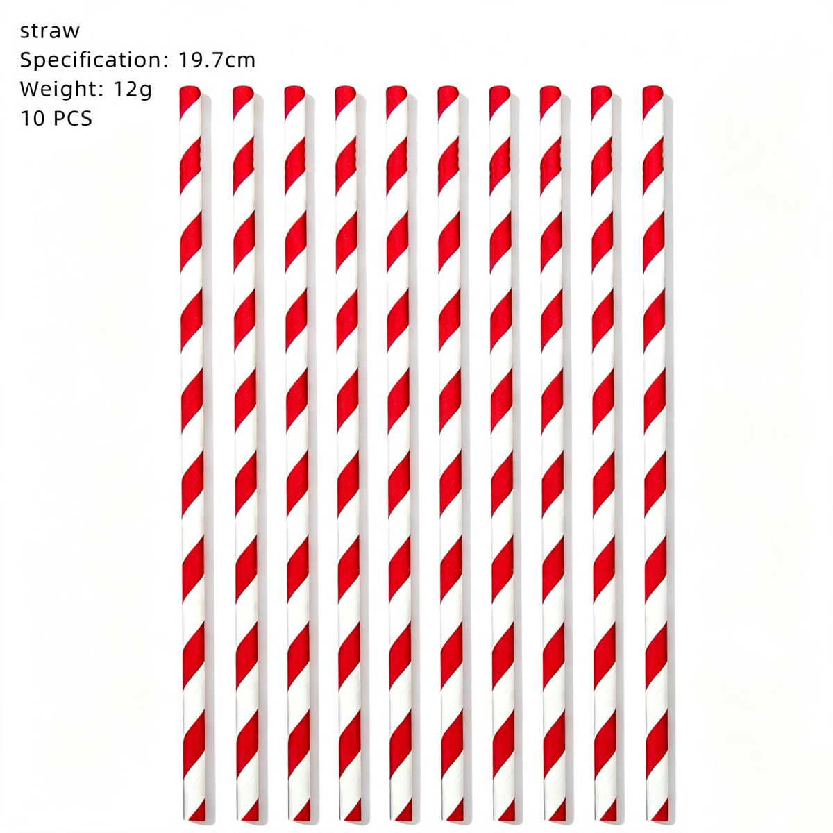 Pajita de papel roja - 10 unidades