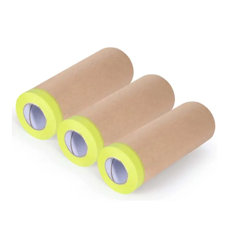 Pre Taped Kraft Paper Car Spray Automotive Painting Covering Auto Protective Paint Masking Film
