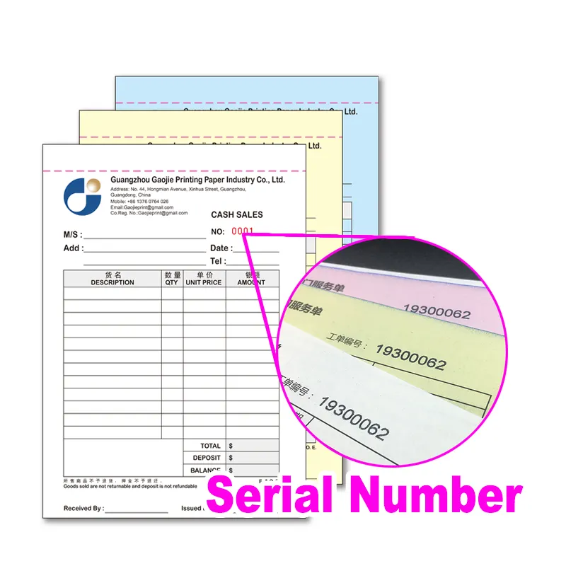 Make Your Own Customized 3-teile NCR Carbonless Paper Invoice Bill Receipt Book Printing No Carbon Required 210x148