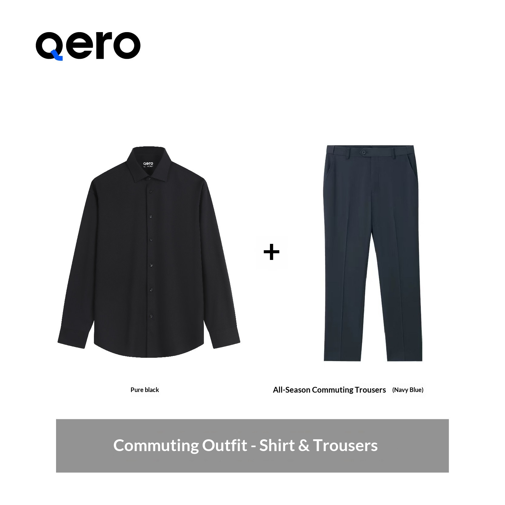 Chemise noire + pantalon bleu marine