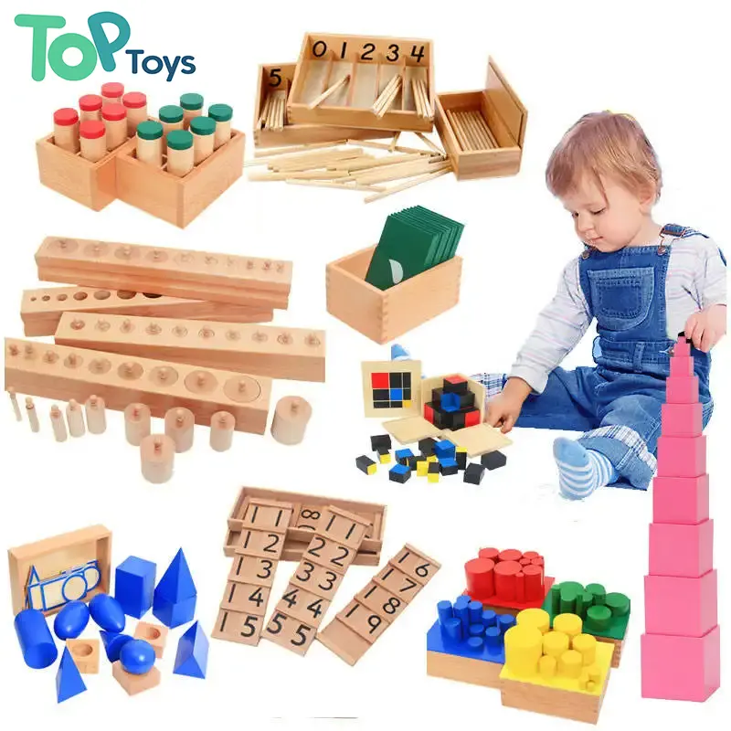 Juguete educativo Montessori de madera para bebés, materiales Montessori de madera para niños, juego completo de Juguetes Montessori, Material de matemáticas