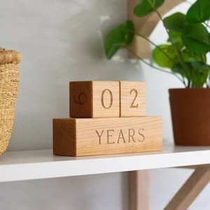 Khối xây dựng thủ công với ngày tháng năm khắc vật liệu gỗ hiện đại kỹ thuật số khối gỗ đếm ngược mốc - Product Image 3