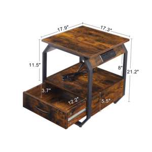 乡村仿古圆床沙发端边桌小木圆床边桌智能床边桌 - Product Image 5