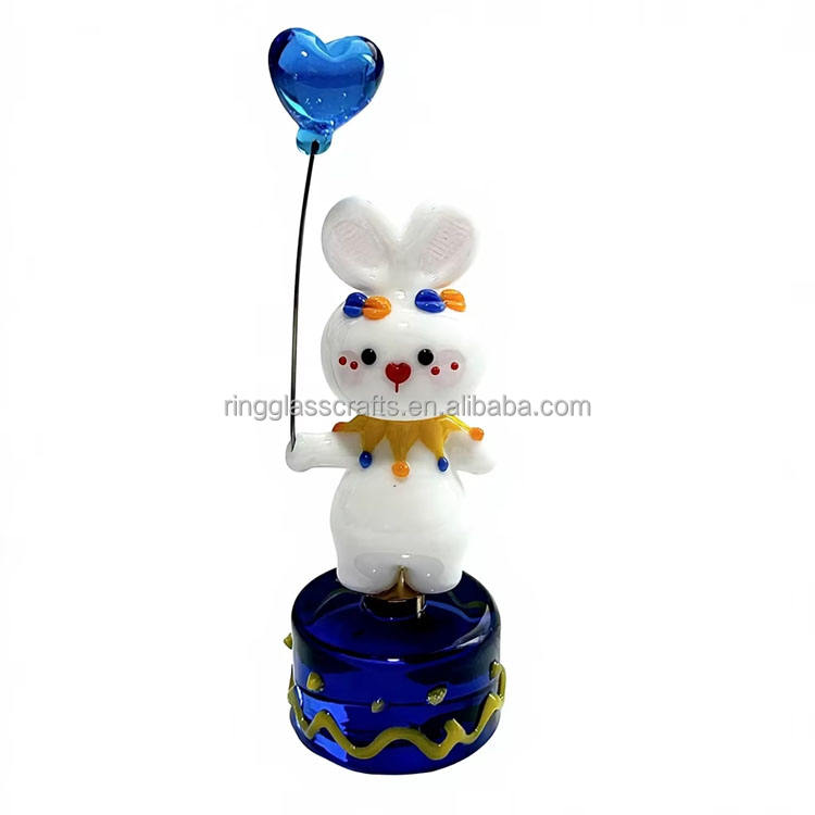 Handcrafted art glass rotating rabbit figurine(90x30mm)