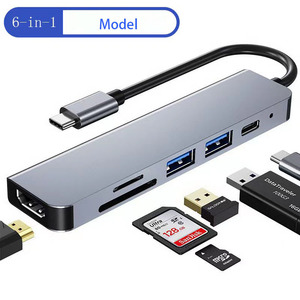 华为macbook的6合1 c型坞站双屏双显示适配器集线器USB C型笔记本电脑坞站 - Product Image 6