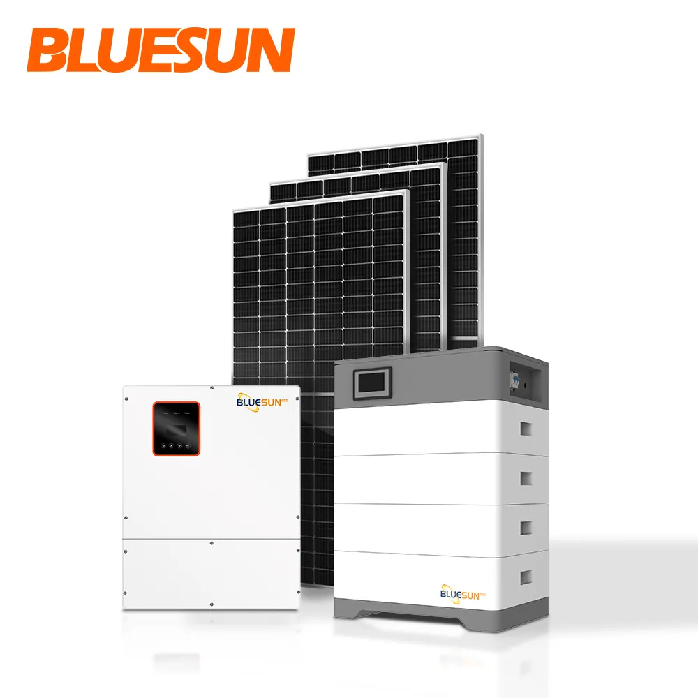 Bluesun ระบบไฮบริดพลังงานแสงอาทิตย์ที่มีการติดตั้งง่ายไฮบริดระบบพลังงานแสงอาทิตย์8kw ระบบพลังงานแสงอาทิตย์ไฮบริดสำหรับใช้ในบ้าน