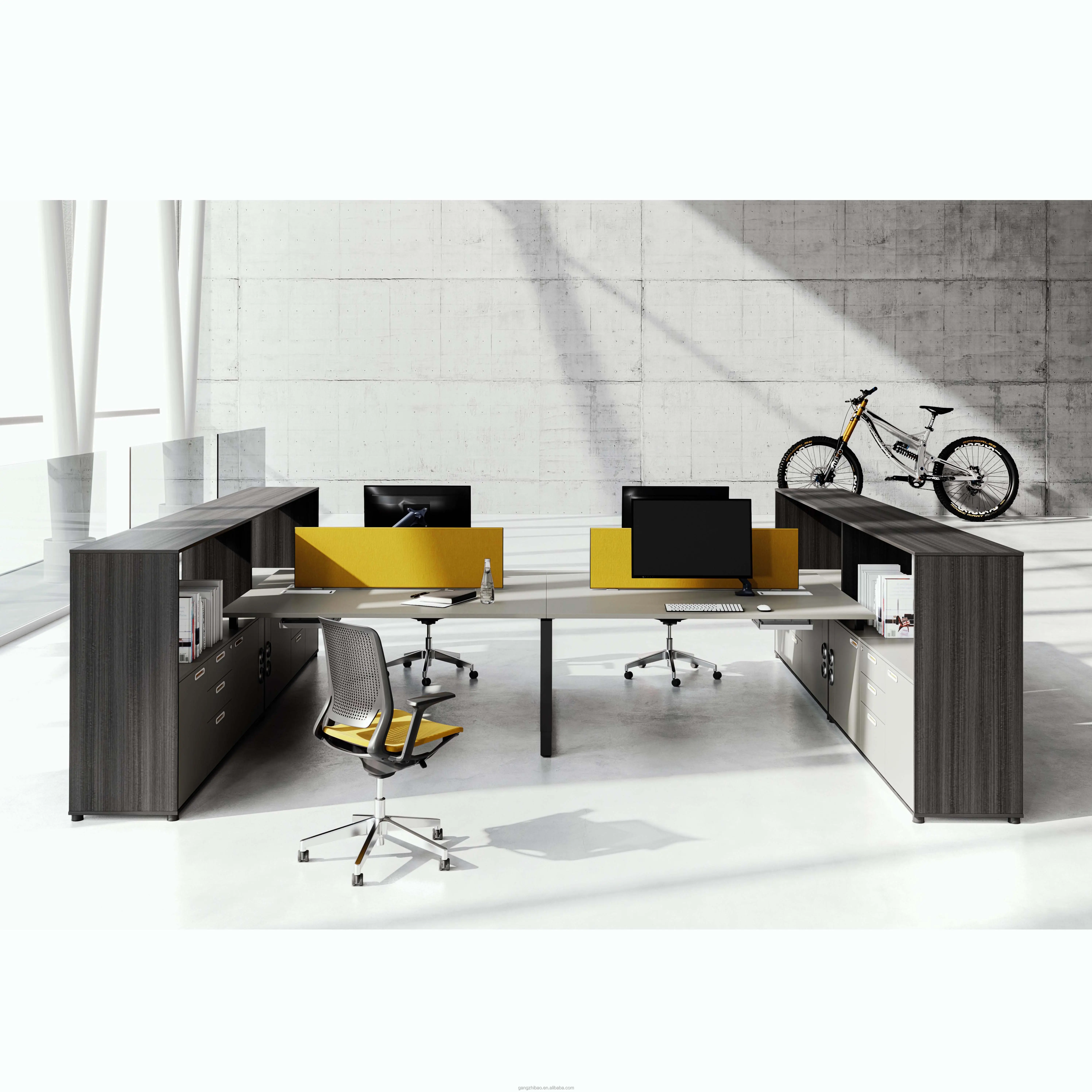 オフィスワークステーション低仕切りスペースキュービクルデザイン生地テーブル