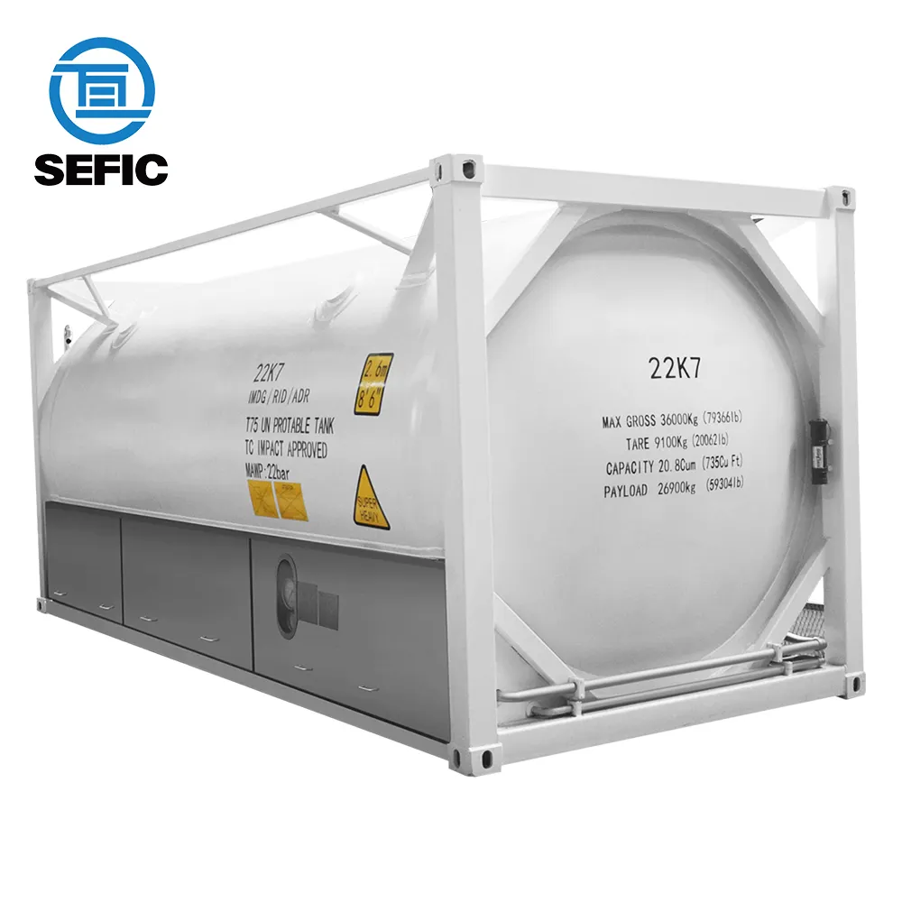 ASME-contenedor de tanque estándar T75, criogénico, 20 pies, ISO