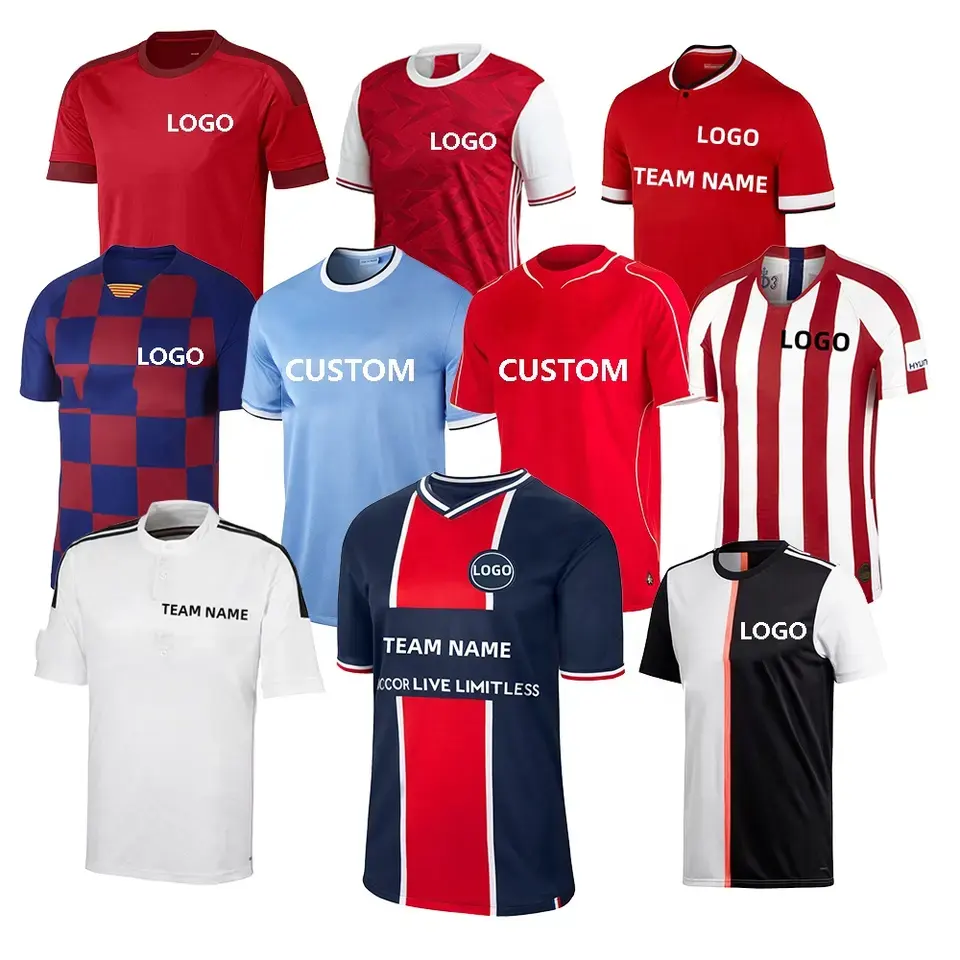 Custom Logo Soccer Uniform Sublimação Football Jersey Soccer Training Uniform Roupas Cheap Blank Soccer Jersey Para Equipes