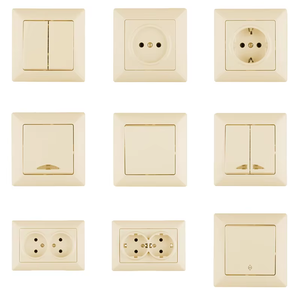 YAKI Nuevo diseño Forma cuadrada Estándar DE LA UE Control de luz resistente al fuego Botón Pulsador 2 Gang Interruptores de pared con función de luz nocturna