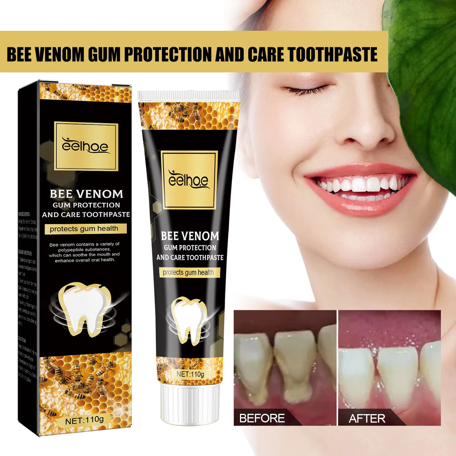 Cuidado bucal Blanqueamiento de dientes natural Pasta de dientes Cuidado dental profesional Aliento fresco Anti caries Pasta de dientes 110g