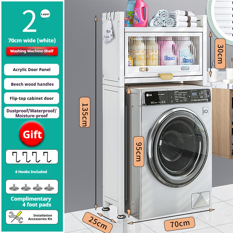 Tiroir à linge pour toilettes, 2 niveaux, blanc