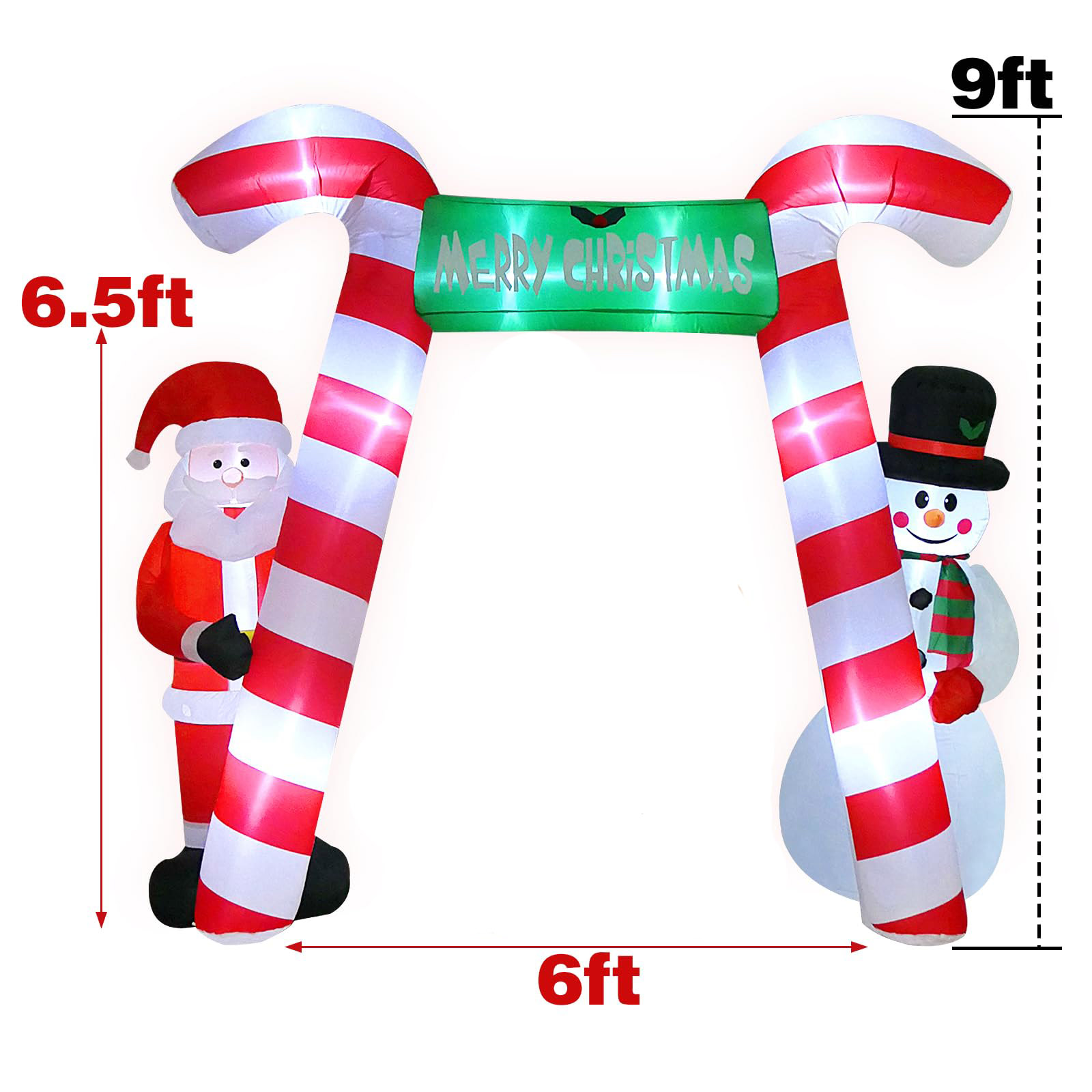 Candy Cane Archway avec Père Noël et bonhomme de neige