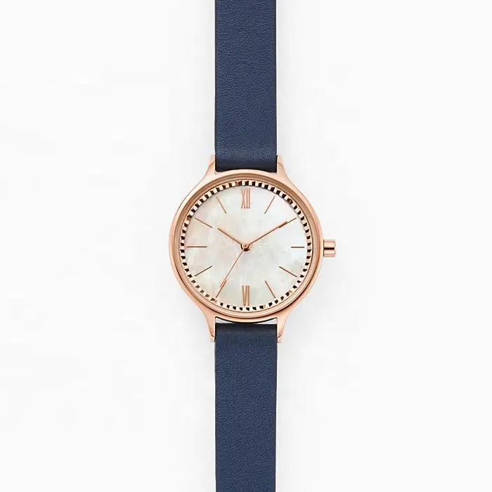 Relojes de mujer correa de cuero negocios reloj de vestir simple conjunto de regalo logotipo personalizado 5ATM reloj impermeable para damas