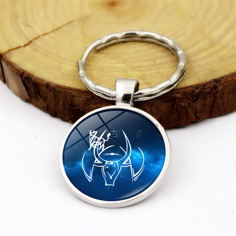 hengxinag twelve constellations time <strong>jewel</strong> <strong>key</strong> chain pendant cross-border new accessories ring car bag hanging gift - Product Image 1
