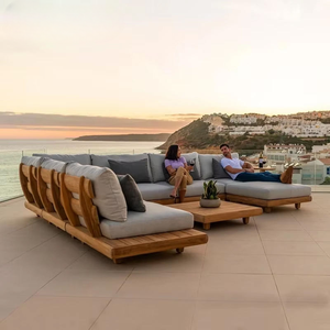 Ngoài Trời Gỗ Tếch Patio Sofa Đặt Kết Hợp Giải Trí Biệt Thự Không Thấm Nước Mặt Trời Bảo Vệ Rắn Gỗ Sofa Đồ Nội Thất Vườn Bộ - Product Image 1