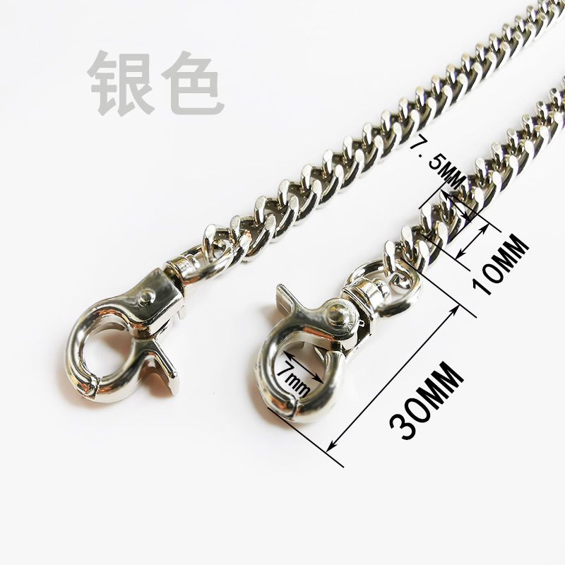 Silver T810 iron chain with round buckle, 1 meter