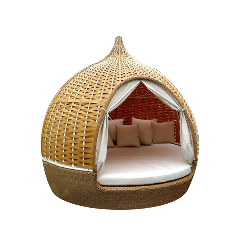سرير نهاري حديث مع مستلزمات مظلة للحديقة الخارجية سرير نهاري من الخوص على شكل تفاح