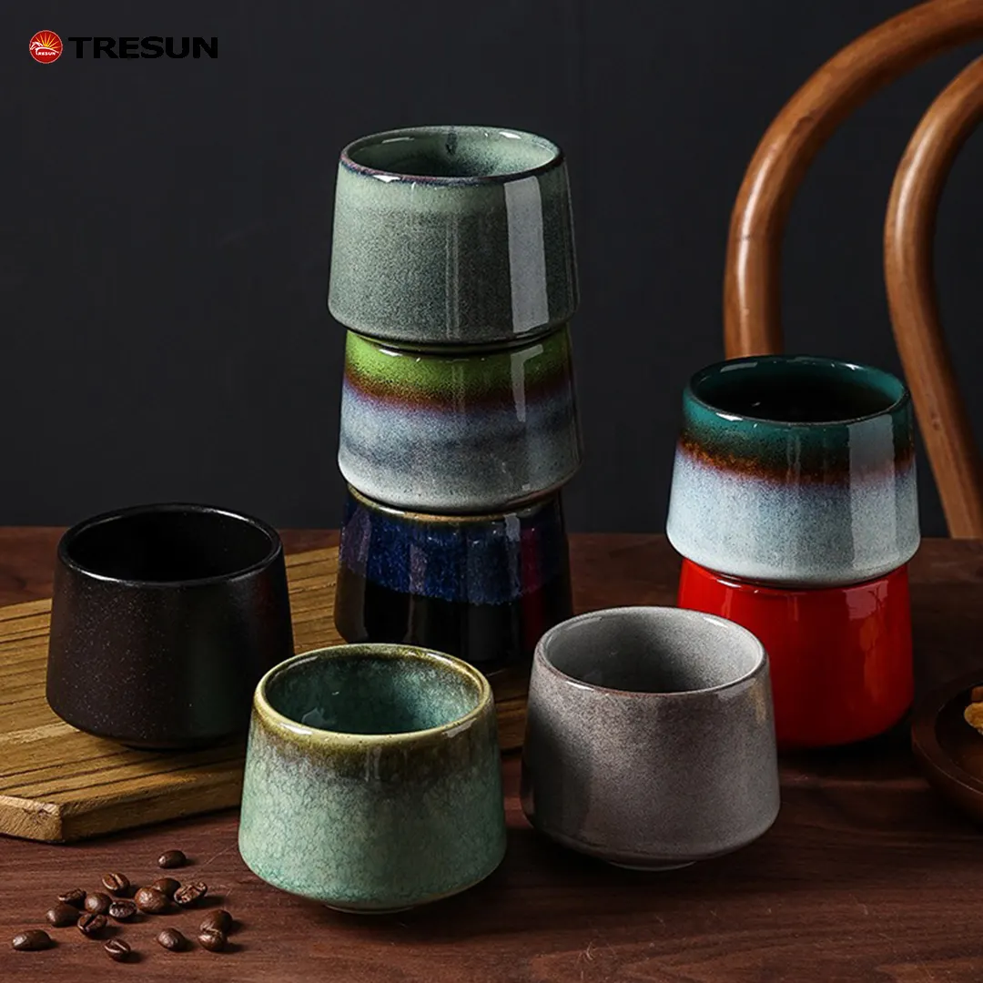 Rustico retrò 200 ml 7.5 oz piccola acqua stile giapponese cinese smalto reattivo gres ceramica tazza da tè
