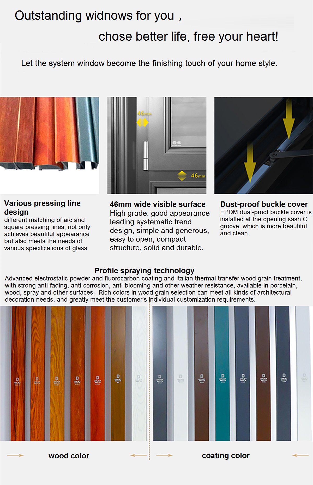 hot selling thermal break window and high quality good performance triple glazed aluminium doors