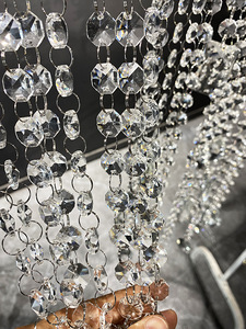 Cam kristal Garland iplikçikleri-asılı avize Gem boncuk zincir-14mm temizle sekizgen prizma elmas dize süslemeleri - Product Image 5