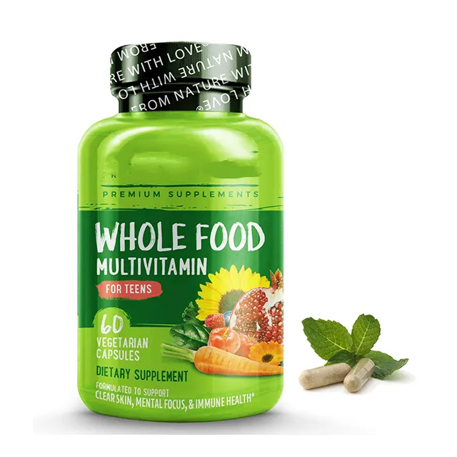 Multivitamina de alimentos para adolescentes vitaminas e minerais suplemento para crianças ativos com alimentos orgânicos não-gmo vegan & vege
