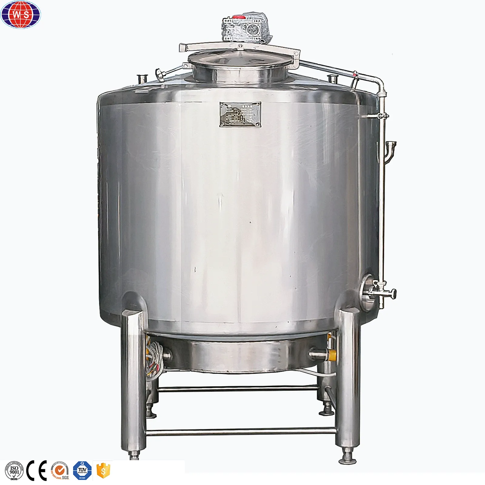Haute qualité 300-5000l acier inoxydable chauffage électrique réservoir de mélange réservoir de maintien avec agitateur