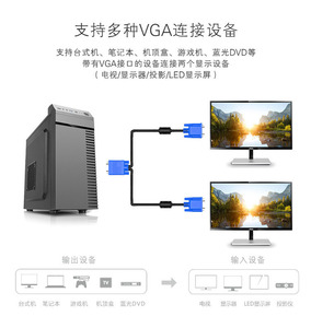 Divisor VGA macho a Dual VGA macho Cable 1 en 2 HD Monitor adaptador VGA a 2VGA pantalla monitor de computadora 1080P con para proyector