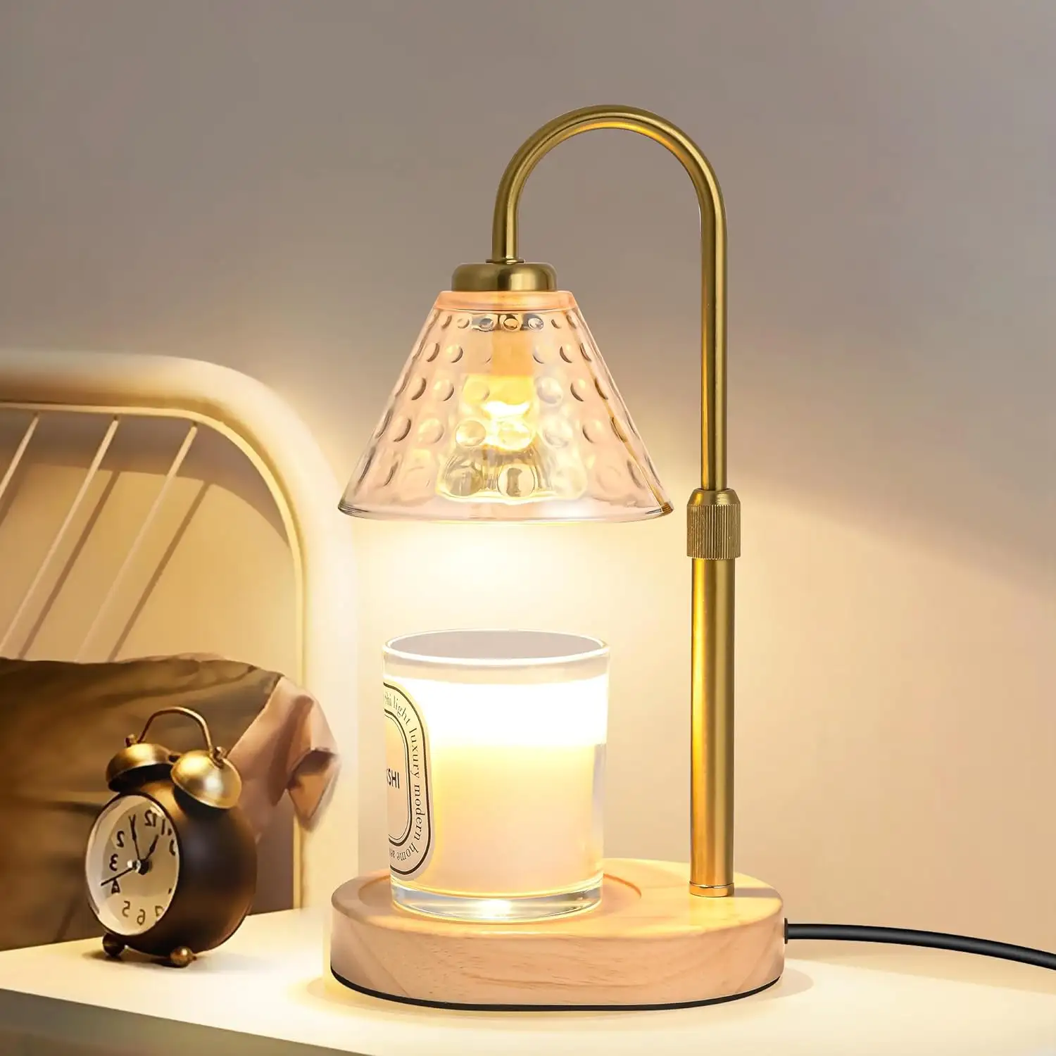 Lâmpada de vela elétrica de aroma com dimmer de altura ajustável para casa moderna e luxuosa
