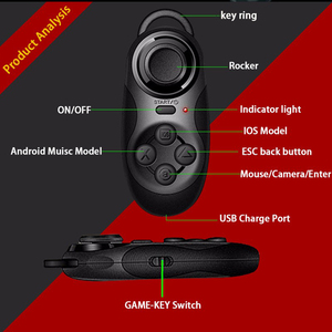แว่นตา VR รีโมทคอนโทรลไร้สายบลูทูธ VR จอยสติ๊กเกมแพดเซลฟี่ชัตเตอร์ระยะไกล PC Joypad ตัวควบคุมเกมสีดํา - Product Image 6