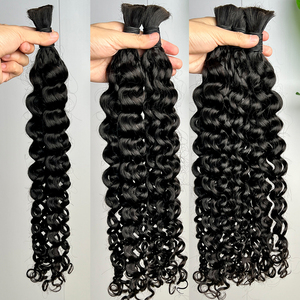 Islak ve dalgalı derin dalga İnsan örgü saç toplu hiçbir atkı 100% işlenmemiş hint kıvırcık Remy toplu saç uzatma örgü için - Product Image 3