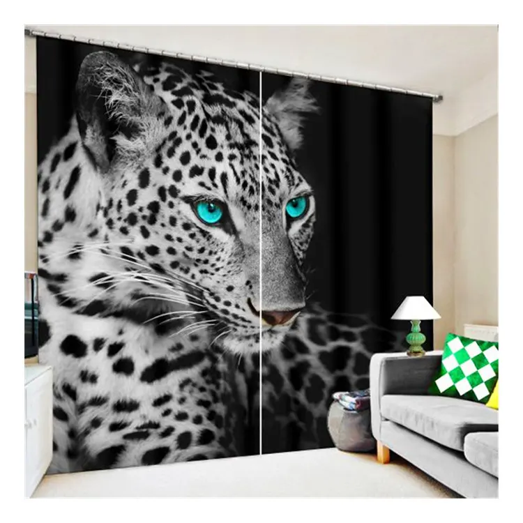 Cortinas de leopardo branco preto moderno 3d, pintura de apagão, casas pronto para sala de estar cortinas de porta $